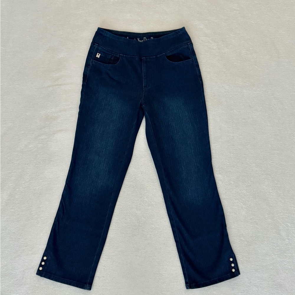 Pull On Stretch Knit Denim Comfort Crop Jeans Dark Wash Size 8 Tall NWOT